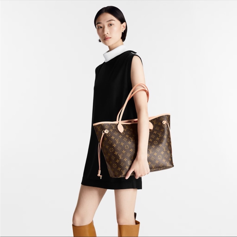Louis Vuitton Neverfull MM Tote coated fabric cowhide leather trim Shoulder Bag - Picture 15 of 17
